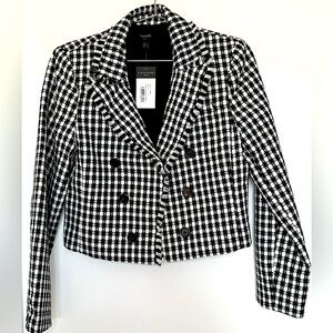 NWT✨ Tahiti ASL Gingham Fringe Black and White Blazer